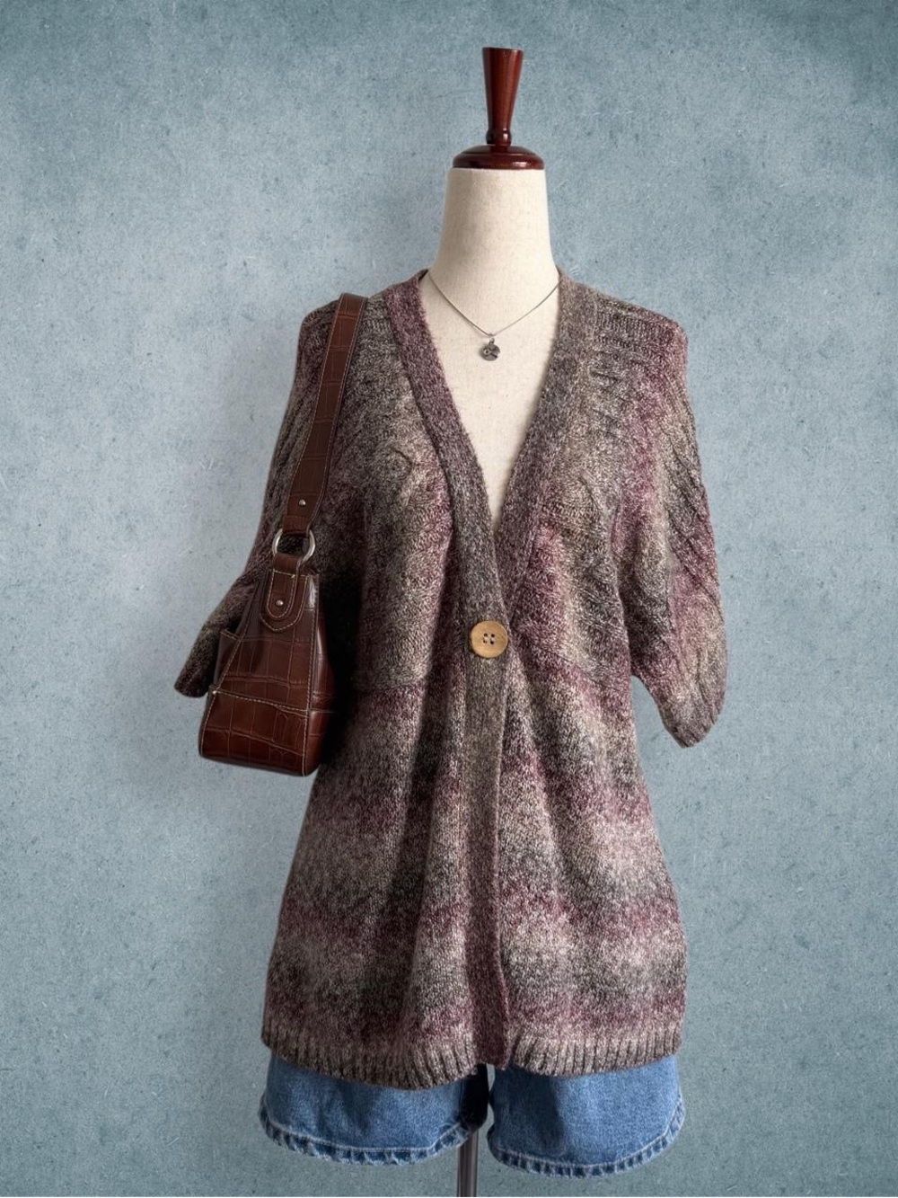 vintage y2k multicolored marled knit cardigan - size xl